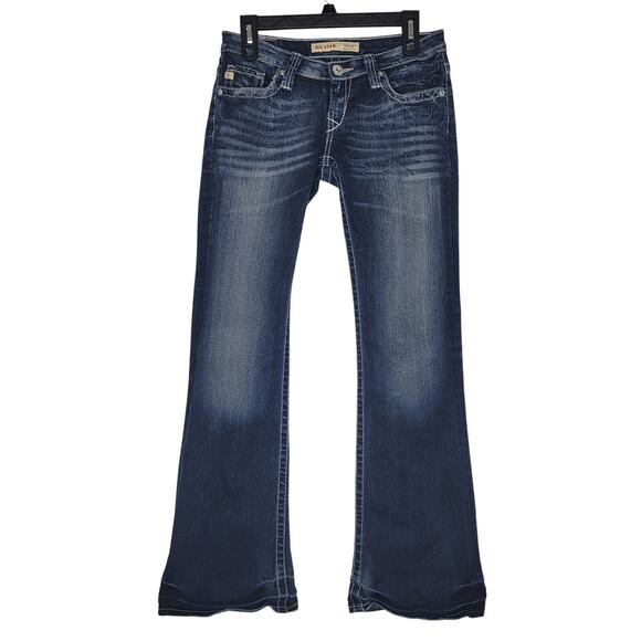 Big Star Sweet Jeans Women 27 (30) Boot Cut Ultra Low Flap Pockets Thick Stitch - Picture 1 of 7